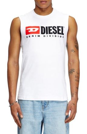 Diesel T-Isco-Div Logo Appliqu&eacute; Muscle Tee in White at Nordstrom, Size Xx-Large