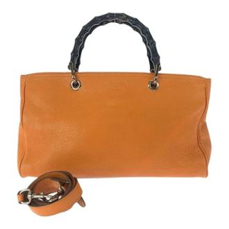 Gucci Pre-owned Handbags, female, Orange, Size: ONE SIZE Pre-owned Bamboo Leather 2way Bag