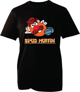 Generic Spud Muffin Funny Graphic T-Shirt - Playful Cartoon Potato Character Shirt Cute Humorous Gift for Food Lovers (Black, L)
