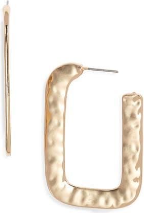 Open Edit Watery Rectangular Hoop Earrings in Gold at Nordstrom Rack