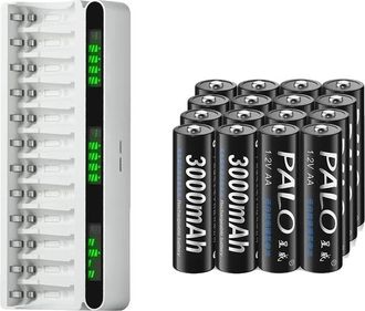 OEM Bater&iacute;as Recargables, Capacidad De 3000 Mah, Carga R&aacute;pida, 16 Pilas Aa, 1 Cargador
