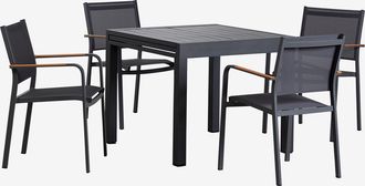 Sklum Set De Mesa 90-180x90 Cm Extensible En Aluminio Starmi Y 4 Sillas De Jard&iacute;n Apilables En Aluminio Archer Sklum