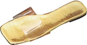 Generic Womens Mules with Footbed, Lightweight Flat Slippers Slides Summer Comfortable Sandals Peep Toe Summer Shoes Sandals Slippers Non-Slip Flip Flops Slip