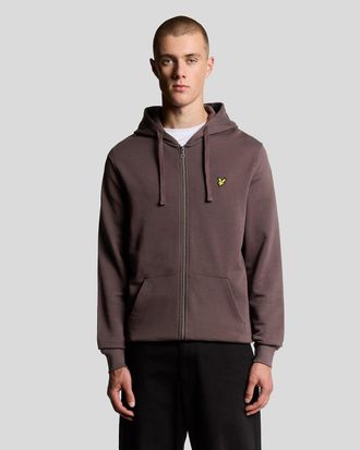 Lyle & Scott Mens Loopback Cotton Full Zip Hoodie - Brown - Size X-Large