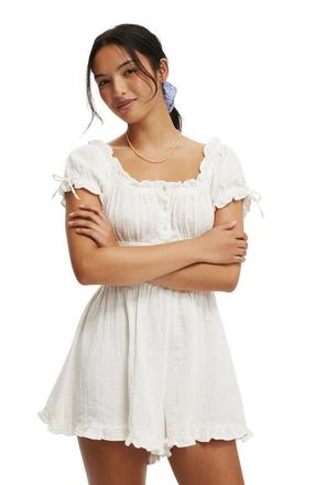 Cotton On Womens Sadie Button Through Playsuit in White at Nordstrom, Size 6