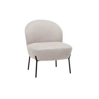 Miliboo Miliboo - Sill&oacute;n De Tejido Efecto Aterciopelado Texturizado Beige Y Metal Negro Beley