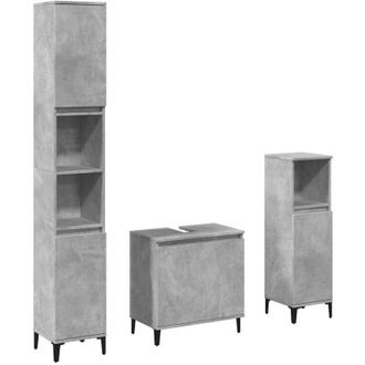 vidaXL Vidaxl - Set Muebles De Ba&ntilde;o 2 Piezas Madera Contrachapada Gris Hormig&oacute;n