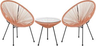 Beliani Beliani - Mid Century Modern Garden Bistro Set Table and Chairs 3 Piece Orange Acapulco ii