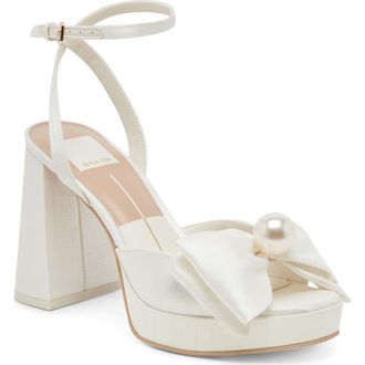 Dolce Vita Patton Ankle Strap Platform Sandal in Ivory Satin at Nordstrom Rack, Size 10