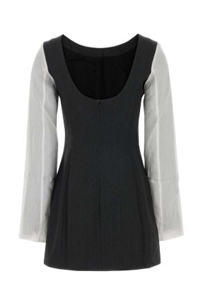 Our Legacy Womens Embroidered Twill Mini Dress Shork Pinstripe Herringbone Abiti
