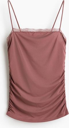 H&M Lace-trimmed Strappy Top in Dark Dusty Pink at Nordstrom, Size X-Large