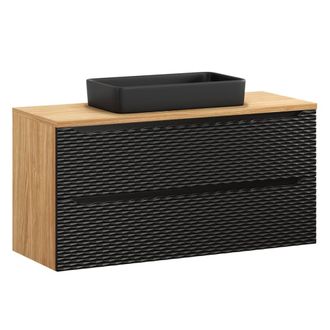 Petits Meubles Mueble lavabo 2 cajones estratificado Negro marr&oacute;n