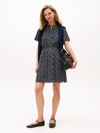 Tommy Hilfiger Womens Floral-Print Georgette Dress - Navy - XXL