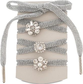 Golden Goose crystal-appliqué shoelaces - unisex - Polyester/Brass/glass - OS - Silver