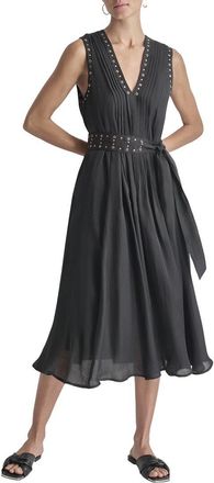 DKNY V-Neck Drapey Organza Dress