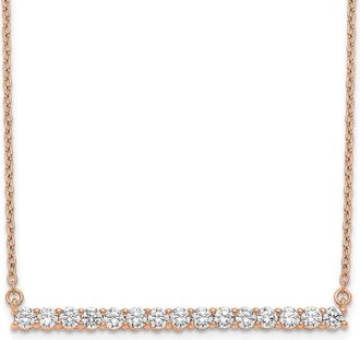 Diamond2Deal 14K Gold 3/4 Ct Lab Grown Diamond Bar Necklace Clarity VS, Color G-H