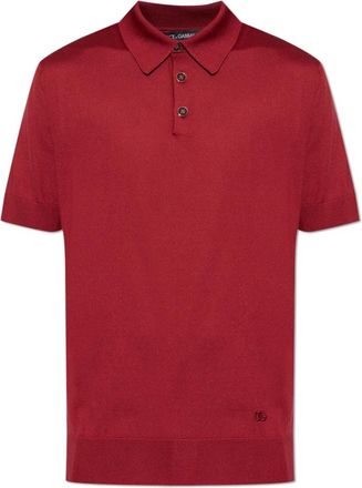 Dolce & Gabbana Zijden Polo Shirt - Heren - Polos - Rood - 2XL - Tops