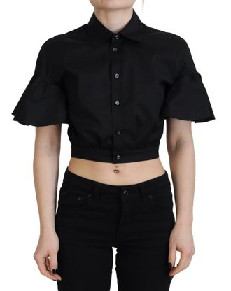 Dsquared2 Dsquared&sup2; Collared Button Down Short Sleeve Cropped Womens Top (Pre-Owned)