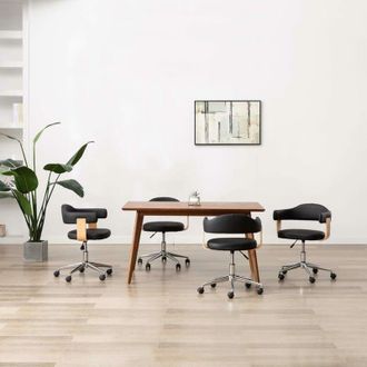 vidaXL Sillas De Comedor Giratorias 4 Unidades Cuero Sint&eacute;tico Negro Vidaxl