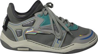 Lanvin Lanvin Mid Top Neopreen Duiksneaker in Grijs Nubuck Kalfsleer