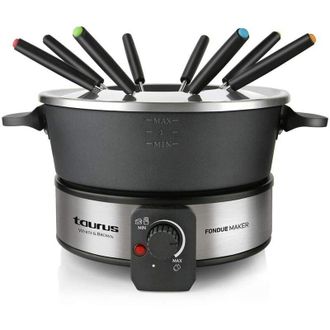 Taurus FF2 - Fonduta per 8 persone, 100W, capacit&agrave; 2L, pentola antiaderente e senza pfoa, termostato 45-200 &deg; c, acciaio inossidabile e nero - Taurus