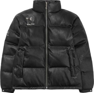Thug Club Leather Puffer Jacket (Duck Down) Black TC23PA0303