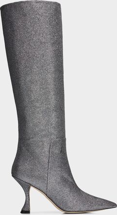 Stuart Weitzman 85mm XCurve Metallic Knee-High Boots
