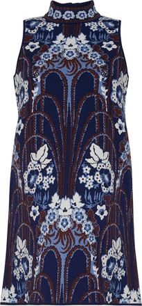 Cara Cara floral mock-neck mini dress - Blue