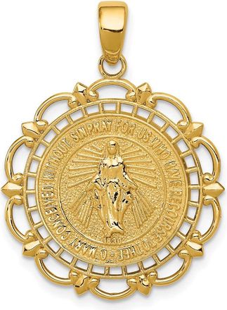 Diamond2Deal 10k Yellow Gold Polished Miraculous Medal With Scallop Frame Pendant
