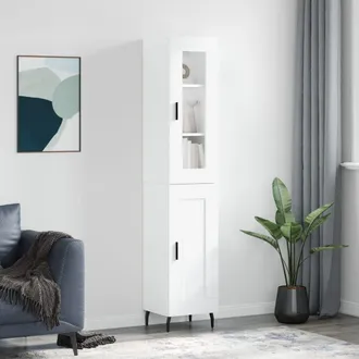 vidaXL Aparador Alto Madera Contrachapada Blanco 34,5x34x180 Cm Vidaxl