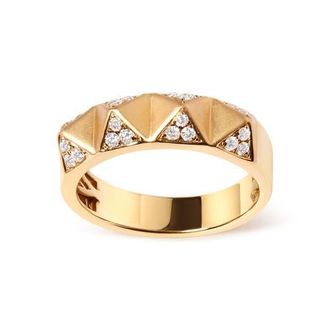 House of Brilliance 14K Yellow Gold 1/4Cttw White Diamond Pyramid Band Ring at Nordstrom, Size 7