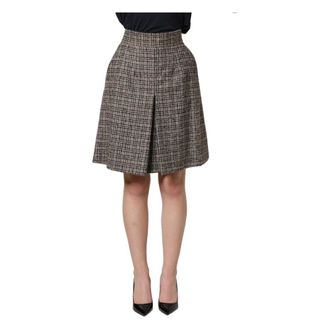 Dolce & Gabbana Short Skirts, female, Brown, Size: 3XS Tweed Kick Pleat High Waist Mini Skirt