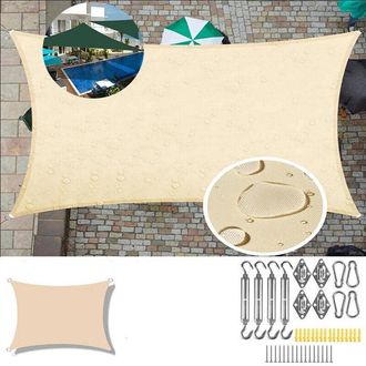 OEM [nunca Usado] Vela De Sombra Rectangular Impermeable De 2 X 3 M, 95 % De Tejido De Sombra, Protecci&oacute;n Uv Para Patio, Jard&iacute;n Y Balc&oacute;n, Color Beige, Inc