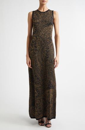 Etro Metallic Paisley Knit Dress in Multicolor Black Base at Nordstrom, Size 10 Us
