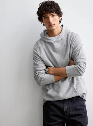 Le 31 Mens Textured knit hoodie