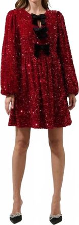 Sugarlips Darla Sequin Glow Bow Mini Dress In Red