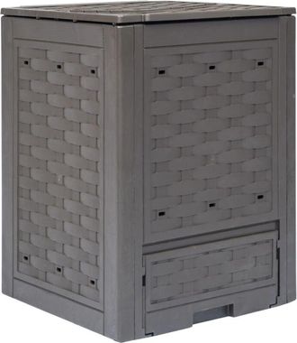 vidaXL Compostiera Giardino Marrone 60x60x83 cm 300 l Rattan Plastica - Vidaxl