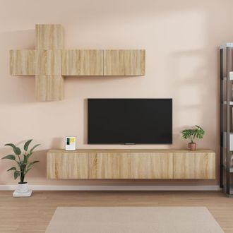 vidaXL Set De Muebles Para Tv 7 Pzas Madera Contrachapada Roble Sonoma Vidaxl