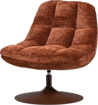 De Eekhoorn Drehbarer Design Sessel Elvi, Chenille Rostbraun