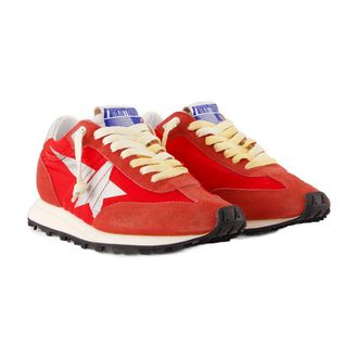 Golden Goose Womens Running Marathon Sneakers - Golden Goose Deluxe Brand Leather Red Calfskin Shoes