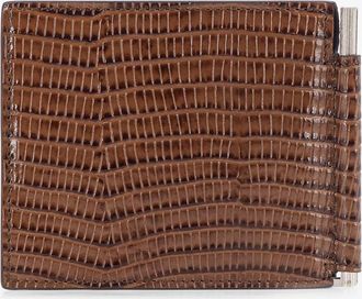 Tom Ford Mens Money Clip Leather Wallet T-Line Brown & Cardholders