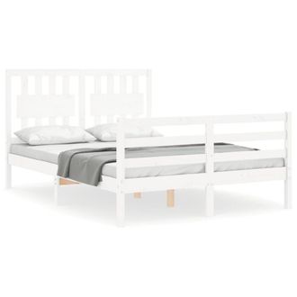 Berkfield Home Bed Frame with Headboard White 140x200 cm Solid Wood
