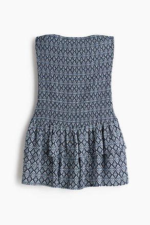 H&M Smocked Tiered Dress in Navy Blue/patterned at Nordstrom, Size Xx-Large
