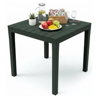 Dmora Mesa De Jard&iacute;n Vicenza, Mesa De Jard&iacute;n Cuadrada, Mesa Fija Para Interior Y Exterior, 100% Made In Italy, 100% Made In Italy, Cm 78x78h72, Antracita, C