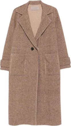 D.exterior Abrigo de Punto de Solapa Simple - Coats - Mujer - Marr&oacute;n - M
