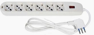 Trade Shop Trade Shop - Multipresa 6 Uscite Universali Spina 10a Cavo Da 1.5 Mt Bianco Ciabatta 80183n