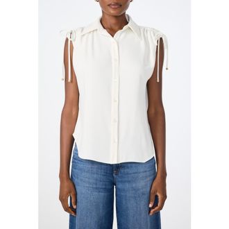 Trina Turk Saint Tropez Button Up Top in Whitewash at Nordstrom, Size Xx-Large
