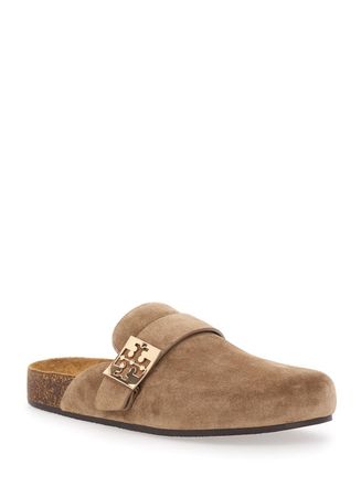 Tory Burch Womens Slip-On Mule Mellow Beige Suede Bovine Leather