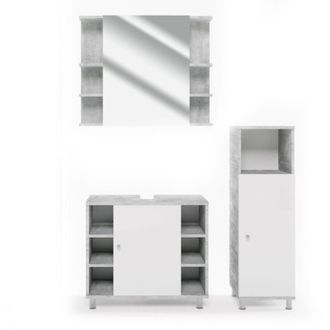 Vicco Conjunto de muebles de baño Fynn, Hormigón, 3 piezas
