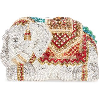 Judith Leiber Elephant Crystal Embellished Clutch in Silver Rhine Multi at Nordstrom